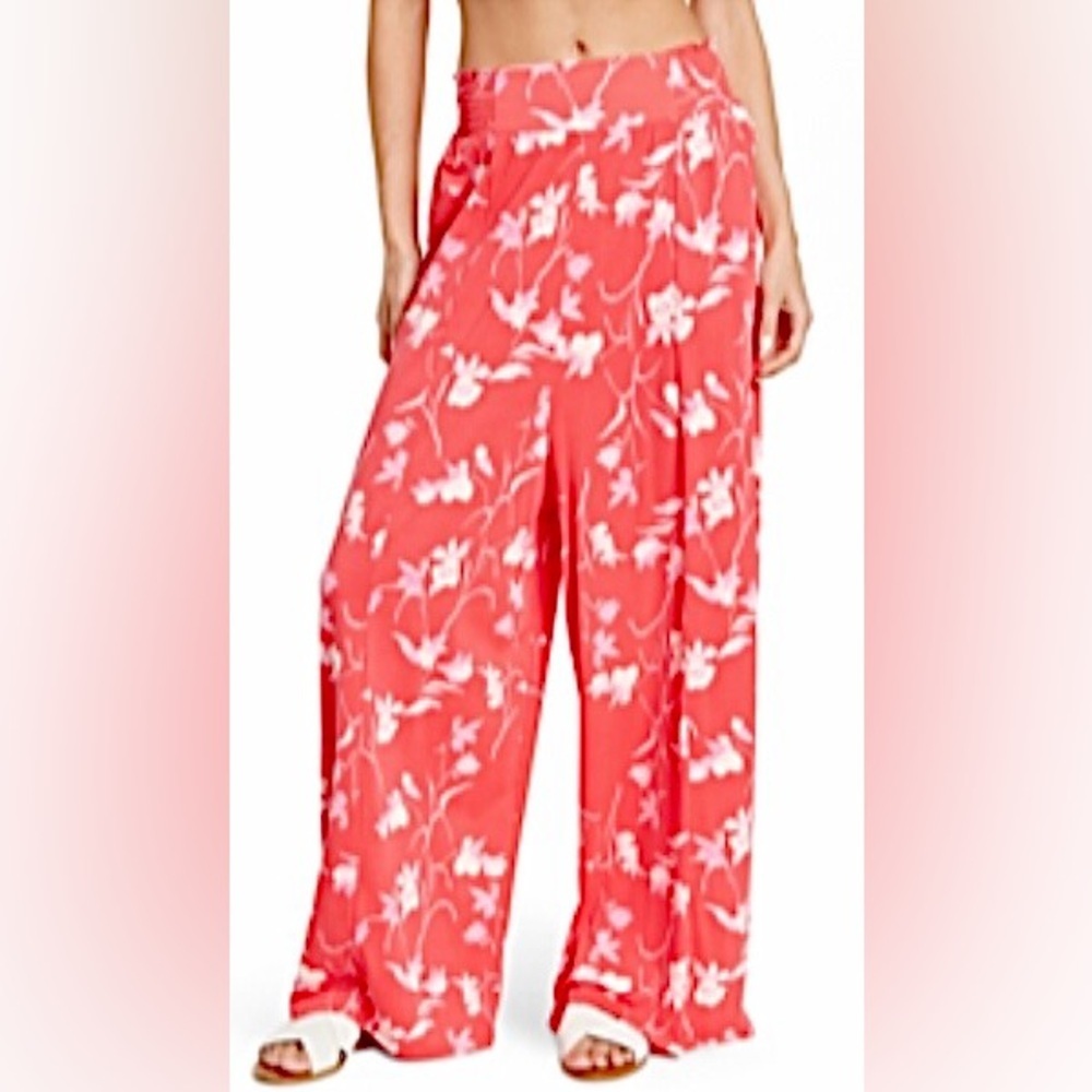 NWT Maaji Wide-Leg Resort Pants ā Coral Floral āWavy Baby Believerā (S)